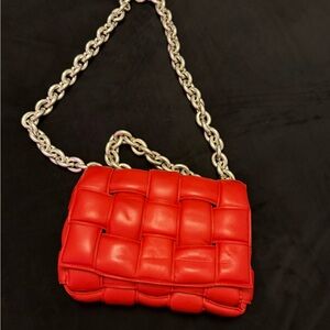 Bottega Veneta Red Crossbody Bag with Chain Strap